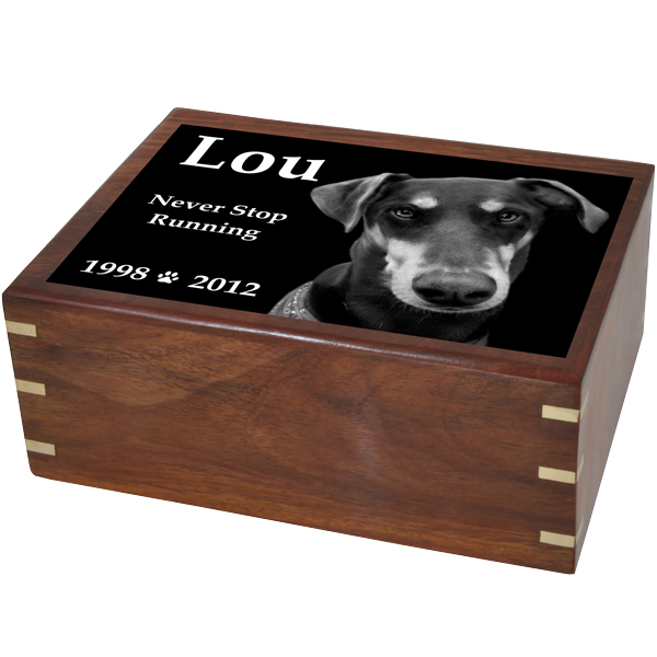 Perfect Wooden Box Dog Urn Large with Photo Tile