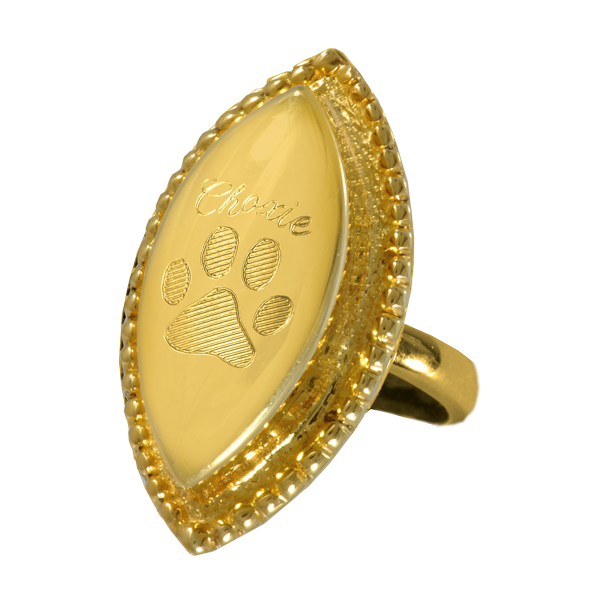 Gold Pet Cremation Jewelry Oval Ring