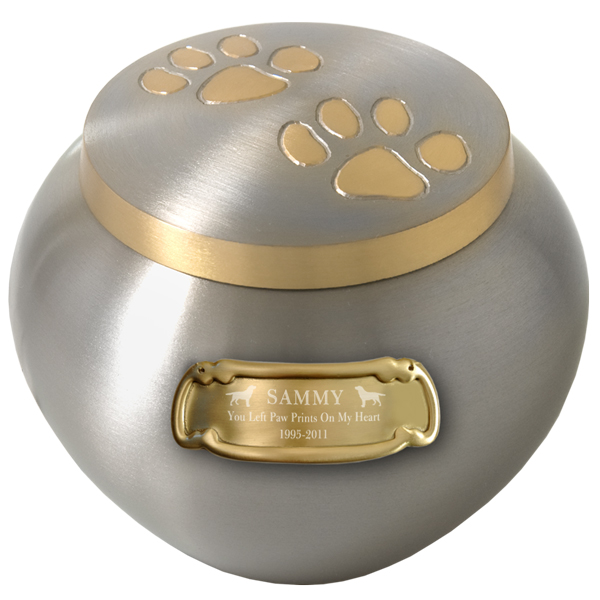 Dog Cremation Urn Copper Pair of Pawprints, Extra Large