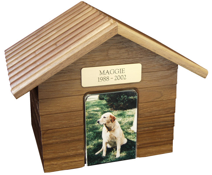 Pet Urn K9 Cottage Dog House Urns Oak 2.