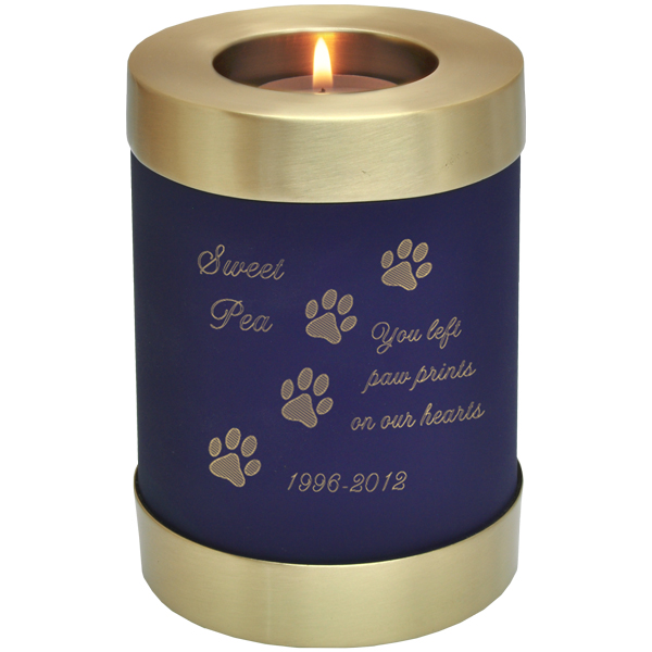 Pet Memorial Candle Holder Dog Urn Blue Nightfall